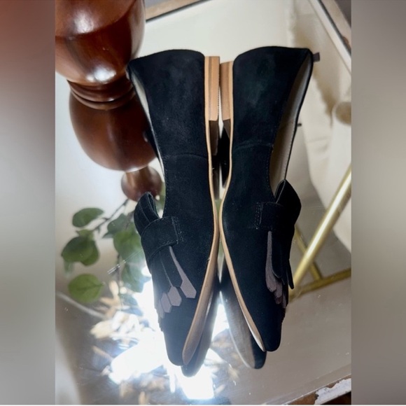 Boden Melody Black Suede Leather  Fringe Loafers - Picture 4 of 7